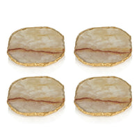 Zodax Viken 4-Piece Agate Marble Glass Coaster Set, Yellow