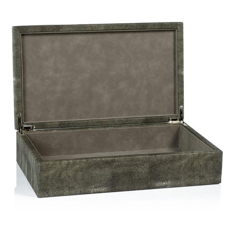 Zodax Bari Faux Shagreen Leather Decorative Box, Large