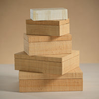 Zodax Mati Natural Grasscloth Decorative Box, 8" x 5" x 3"