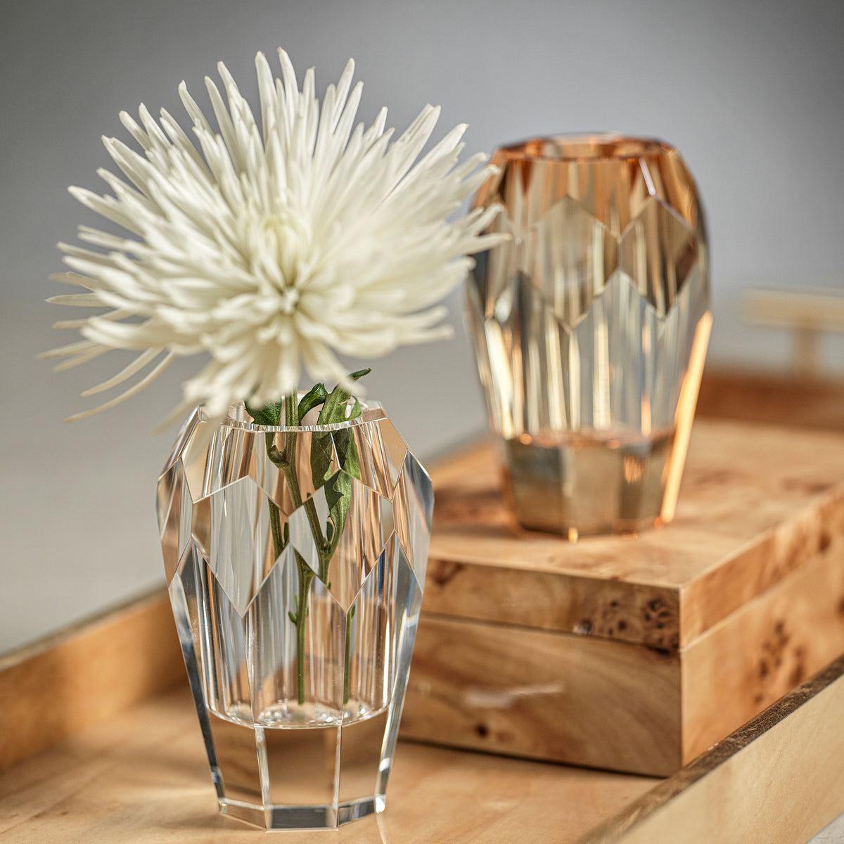 Zodax Chiasso 5" Tall Crystal Cut Glass Vase, Clear