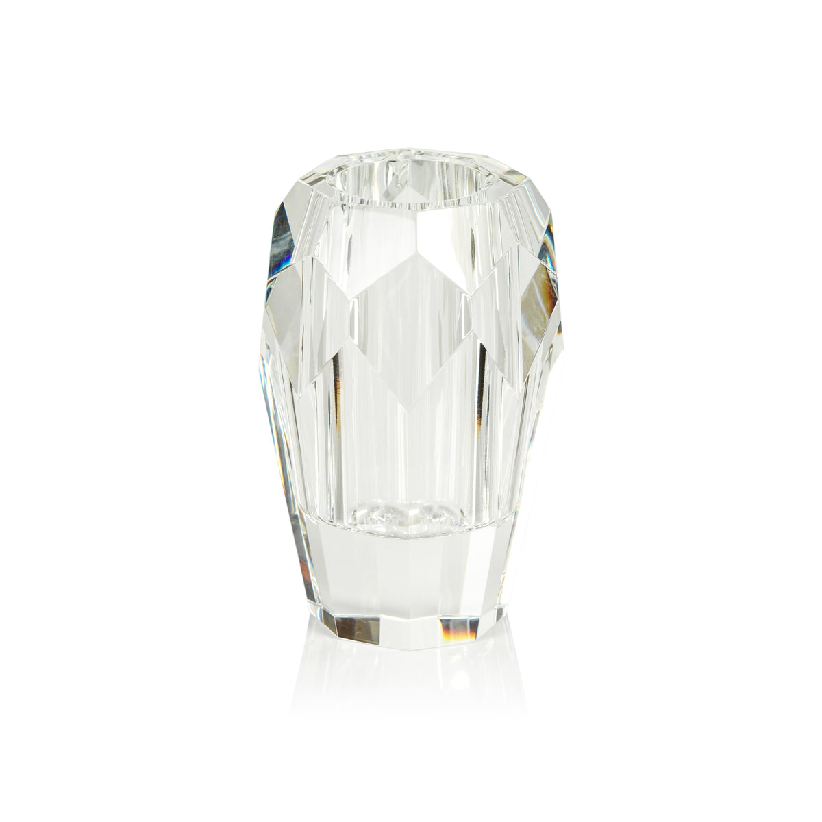 Zodax Chiasso 5" Tall Crystal Cut Glass Vase, Clear