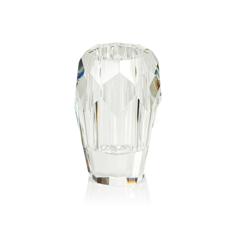 Zodax Chiasso 5" Tall Crystal Cut Glass Vase, Clear