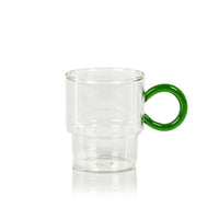 Zodax Barmann 6-Piece Set Tea & Coffee Glass with Handle, Green