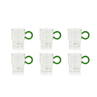 Zodax Barmann 6-Piece Set Tea & Coffee Glass with Handle, Green