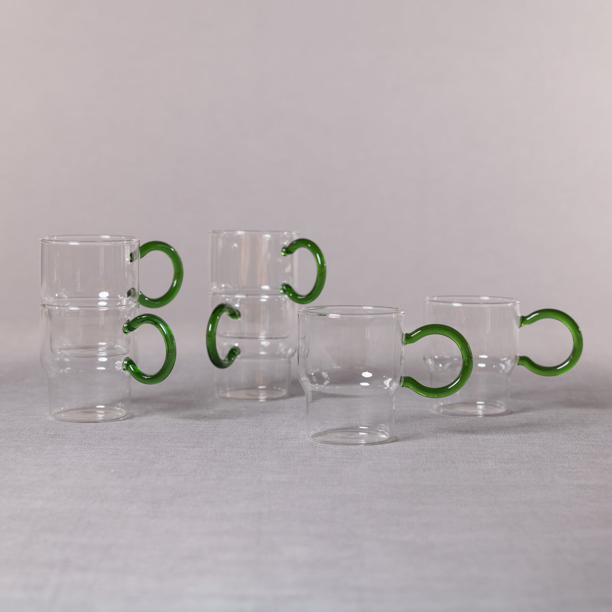 Zodax Barmann 6-Piece Set Tea & Coffee Glass with Handle, Green