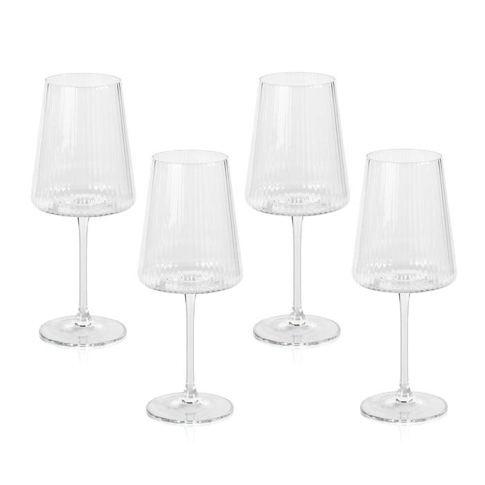 Zodax Benin Fluted Textured Wine Glasses, Set of 4