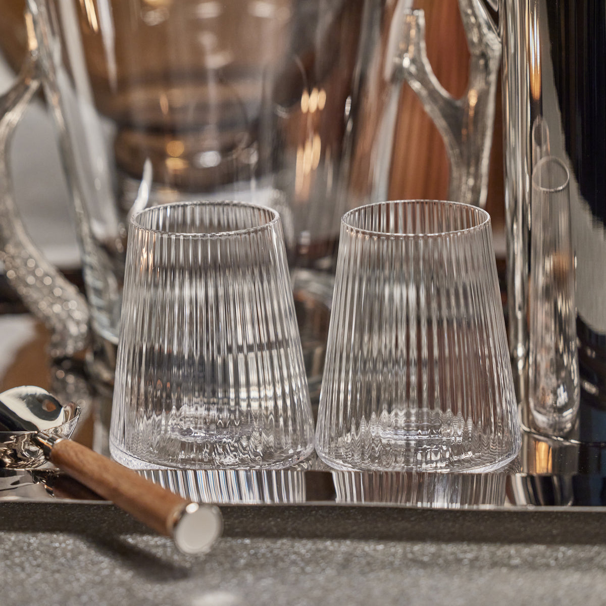 Zodax Benin Taper Up Textured All Purpose Glasses, Set of 4