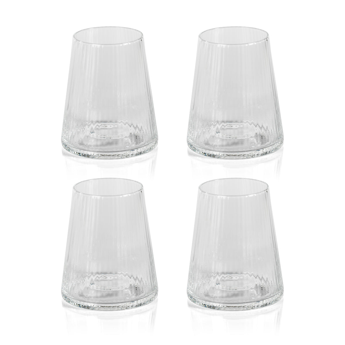 Zodax Benin Taper Up Textured All Purpose Glasses, Set of 4