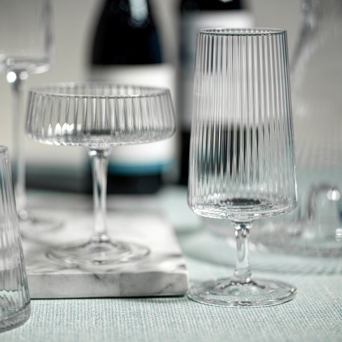 Zodax Benin Fluted Textured Martini Glasses, Set of 4