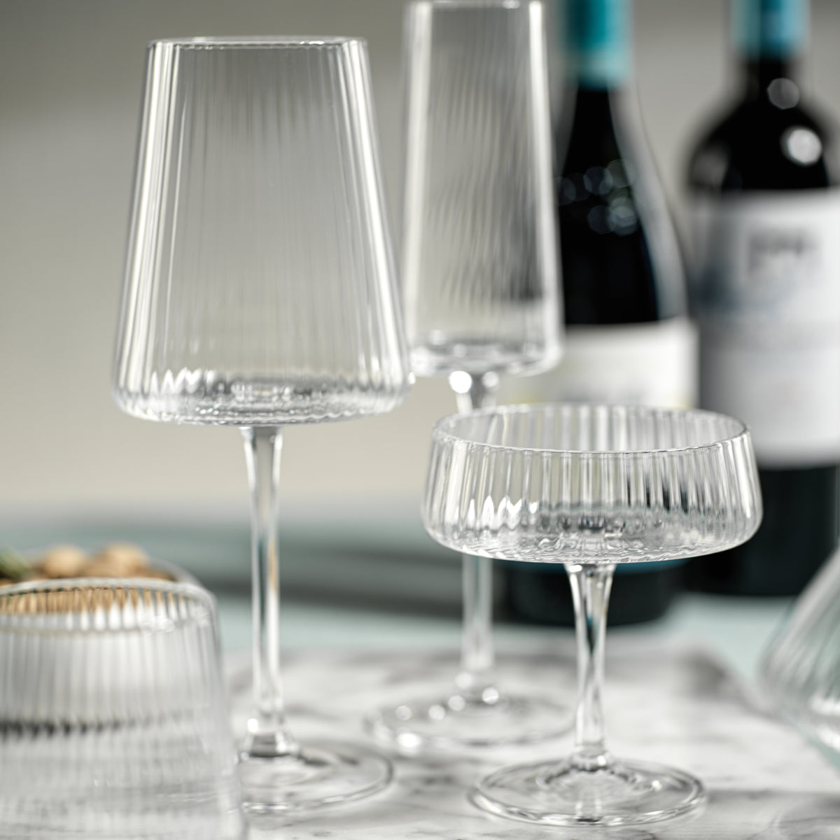 Zodax Benin Fluted Textured Martini Glasses, Set of 4