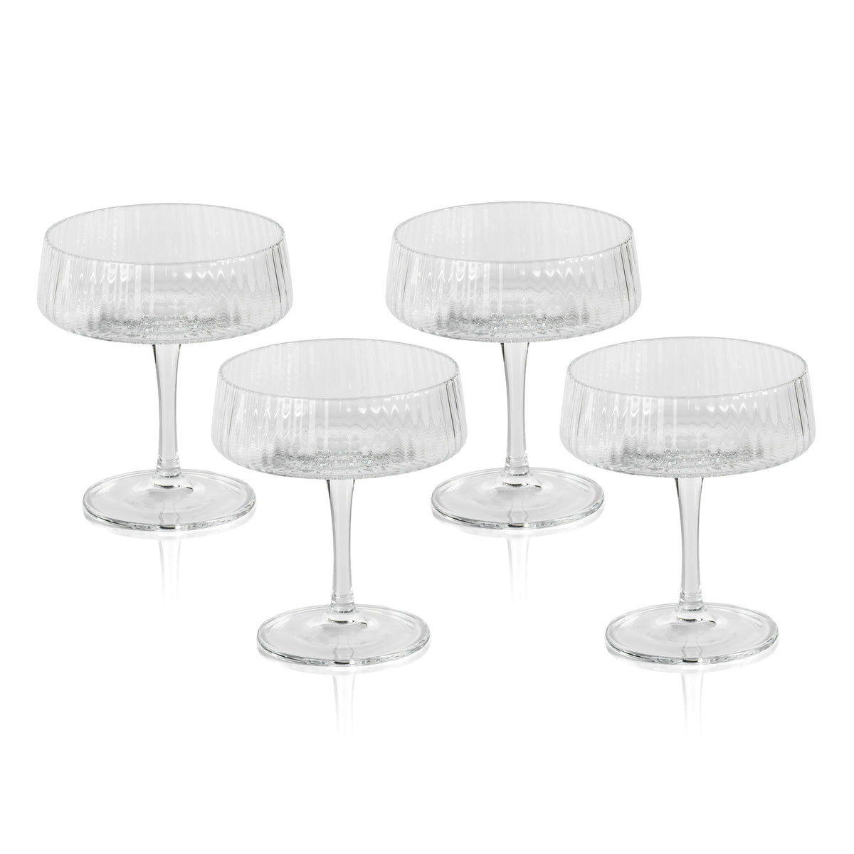 Zodax Benin Fluted Textured Martini Glasses, Set of 4