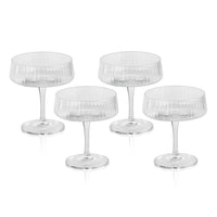 Zodax Benin Fluted Textured Martini Glasses, Set of 4