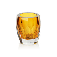 Zodax Giacomo Hand Made Cut Polished Glass Vase/Hurricane, Amber