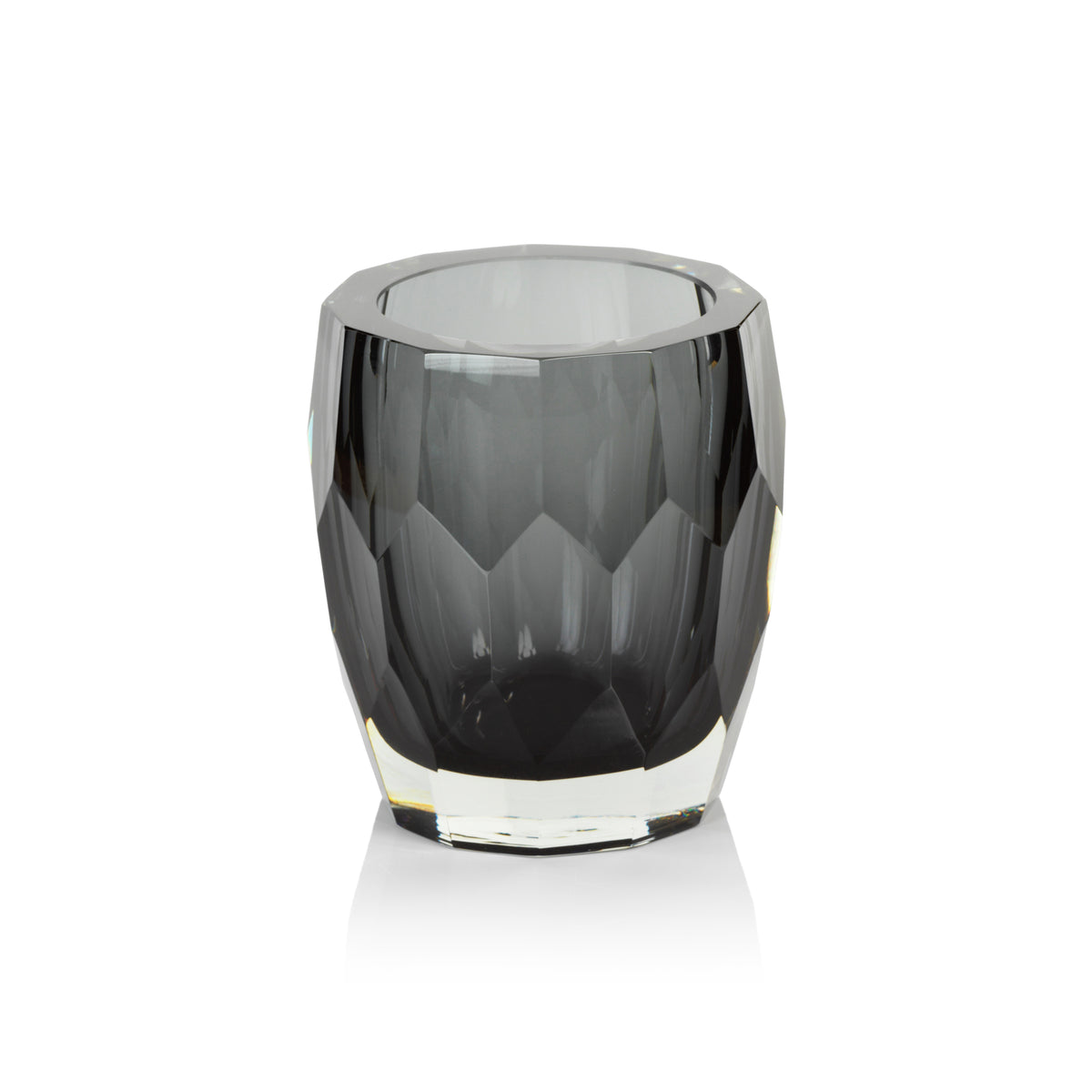 Zodax Giacomo Hand Made Cut Polished Glass Vase/Hurricane, Smoke