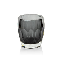 Zodax Giacomo Hand Made Cut Polished Glass Vase/Hurricane, Smoke