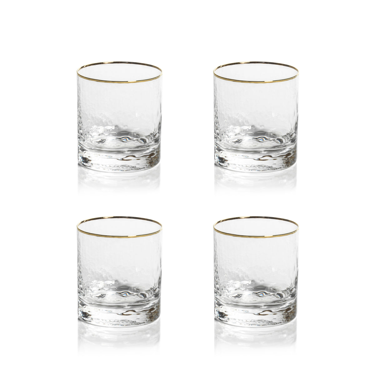 Zodax Cappelletti Hammered Double Old Fashioned Glasses, Set of 4