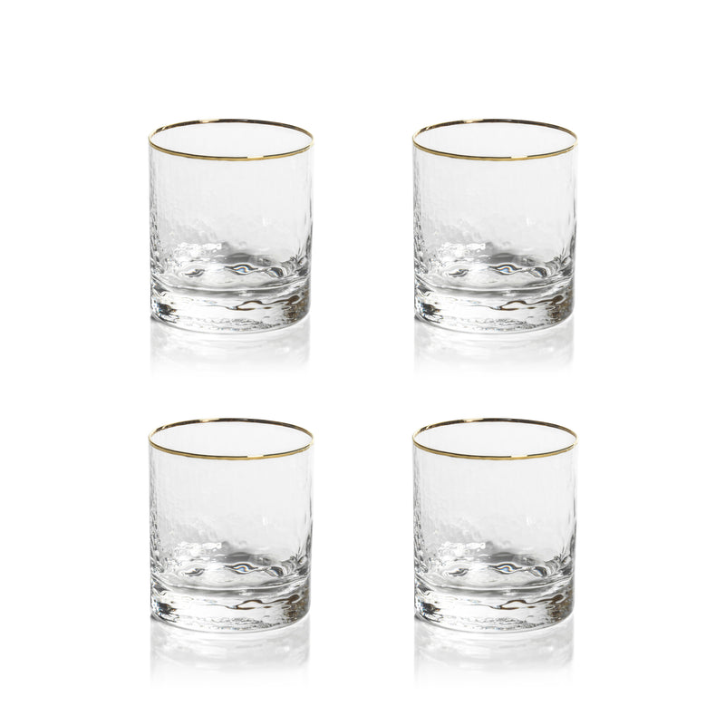 Zodax Cappelletti Hammered Double Old Fashioned Glasses, Set of 4