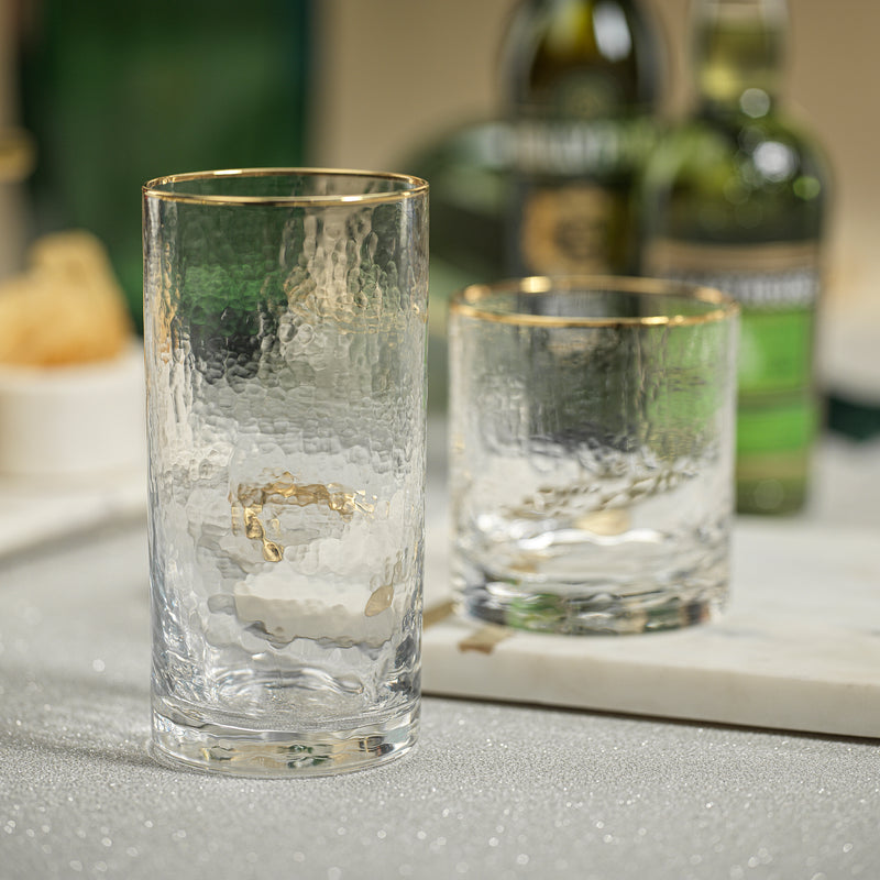 Zodax Cappelletti Hammered Highball Glasses, Set of 4
