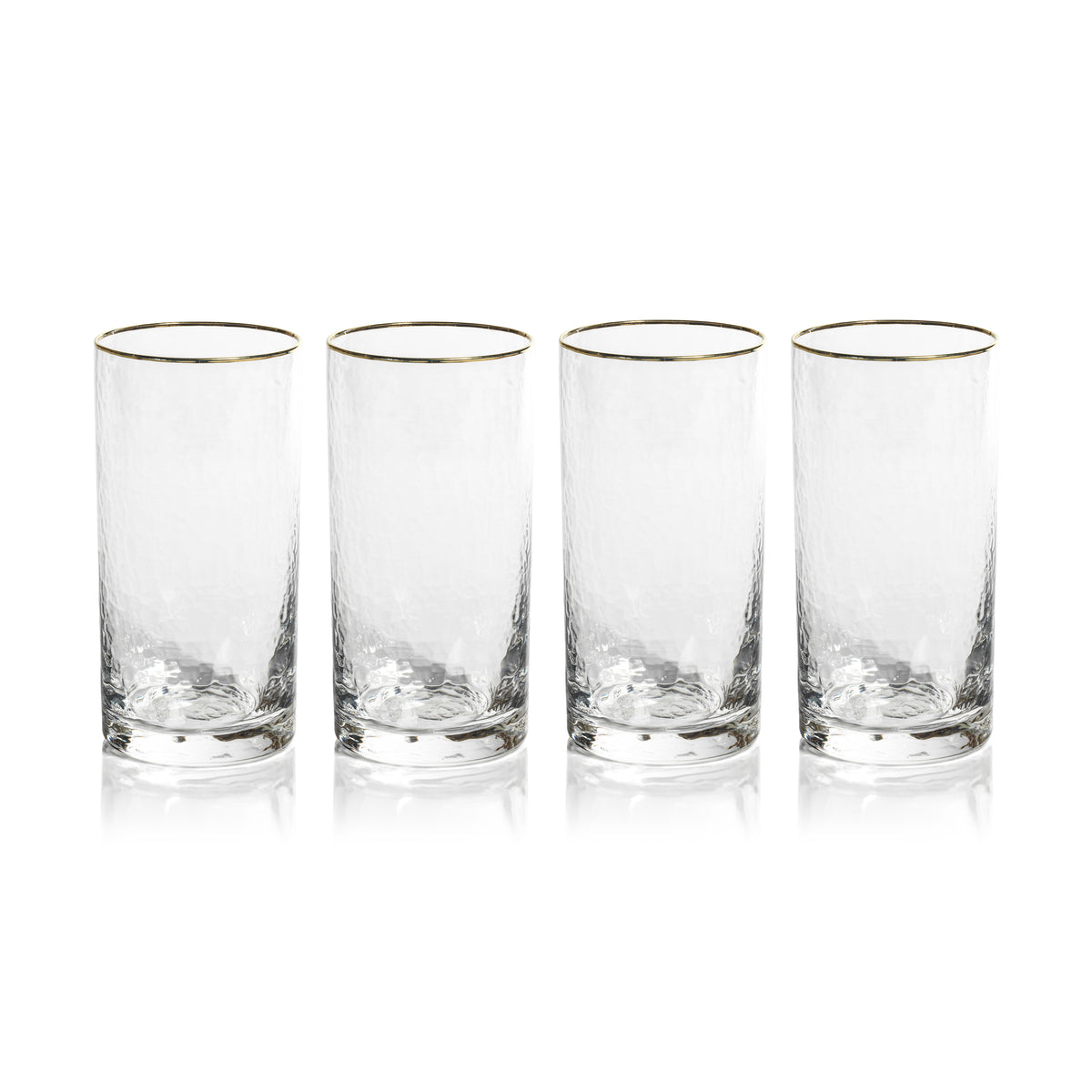 Zodax Cappelletti Hammered Highball Glasses, Set of 4
