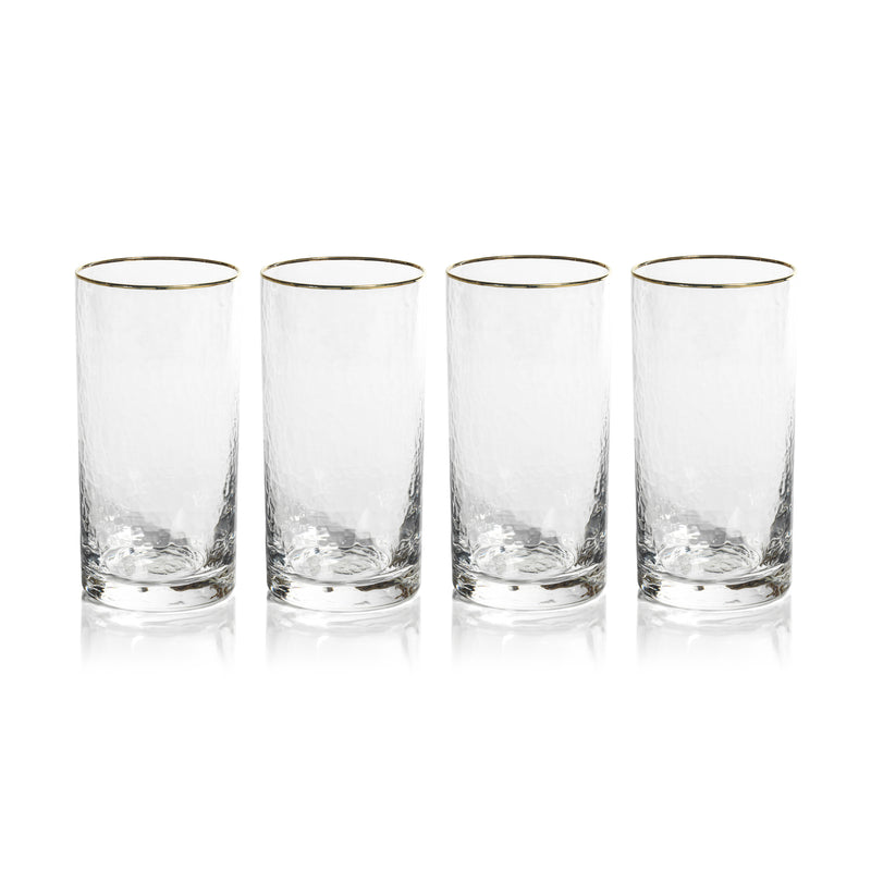 Zodax Cappelletti Hammered Highball Glasses, Set of 4