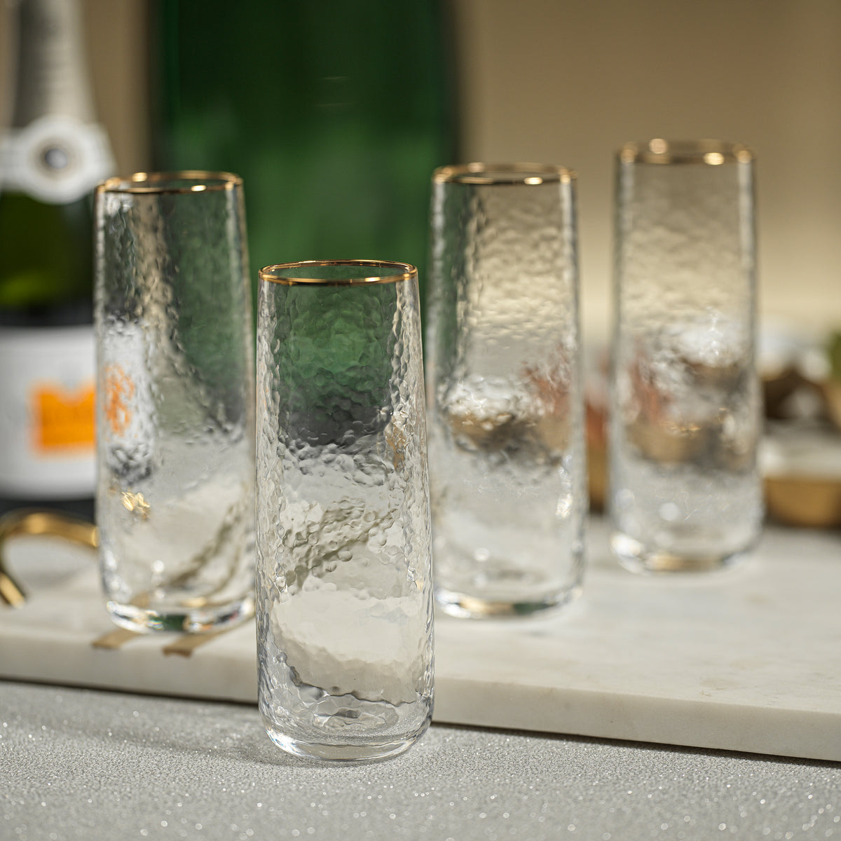 Zodax Cappelletti Stemless Glass Flutes, Set of 4