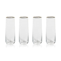 Zodax Cappelletti Stemless Glass Flutes, Set of 4