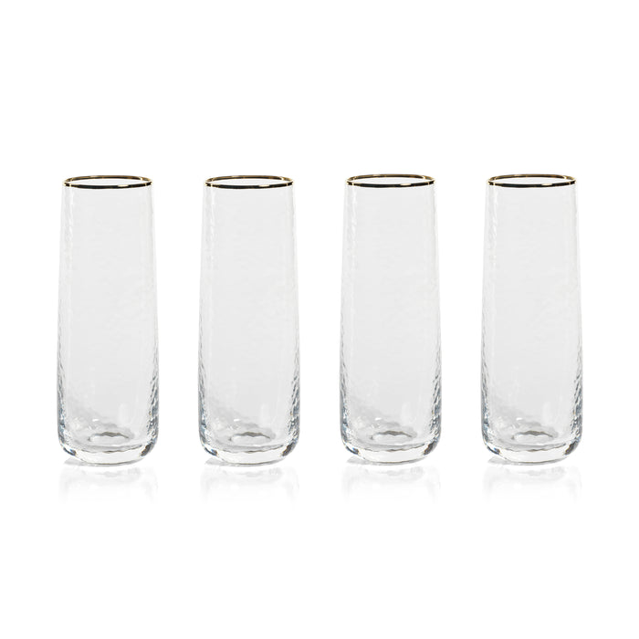 Zodax Cappelletti Stemless Glass Flutes, Set of 4
