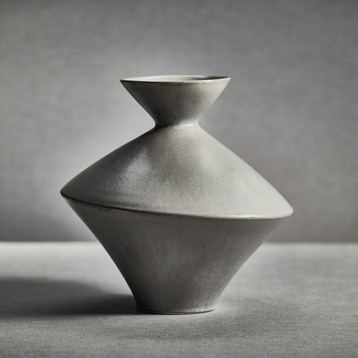 Zodax Boras 13.75" Tall Stoneware Vase, Gray Tone