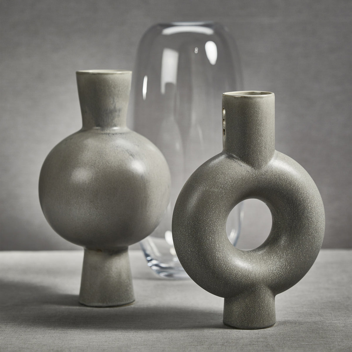 Zodax Ozamiz 17" Tall Stoneware Vase, Gray Tone