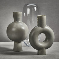 Zodax Ozamiz 17" Tall Stoneware Vase, Gray Tone