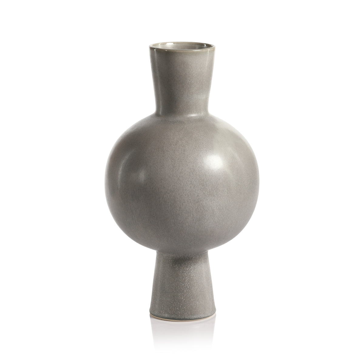 Zodax Ozamiz 17" Tall Stoneware Vase, Gray Tone