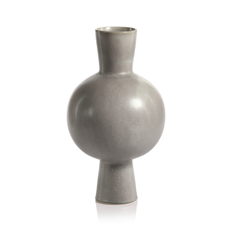 Zodax Ozamiz 17" Tall Stoneware Vase, Gray Tone