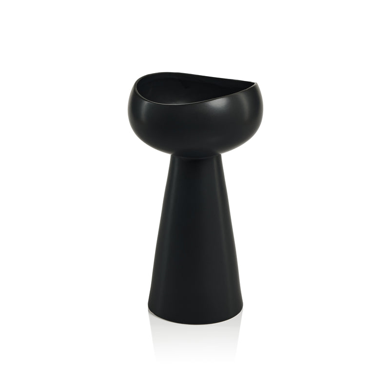 Zodax Leanna Ceramic Taper / Pillar Candle Holder, Black