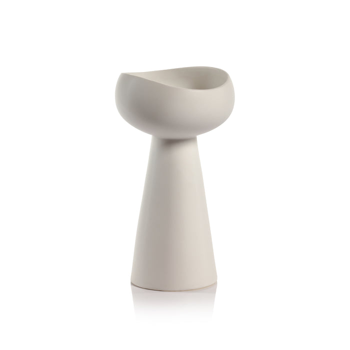 Zodax Leanna Ceramic Taper / Pillar Candle Holder, White