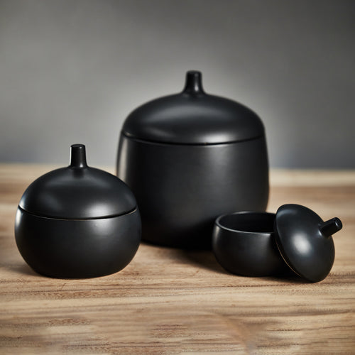 Zodax Cato 7.75-Inch Tall Ceramic Canister, Black