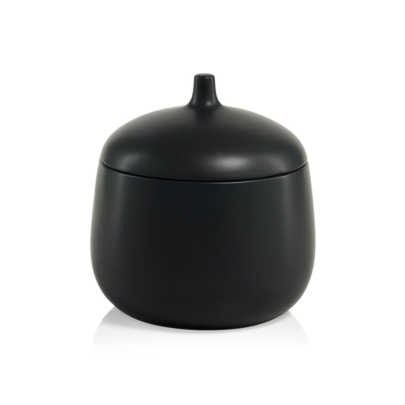 Zodax Cato 7.75-Inch Tall Ceramic Canister, Black