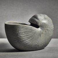 Zodax Majuro 18.5" Long Stoneware Nautilus Shell Vase, Gray Tone