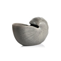 Zodax Majuro 18.5" Long Stoneware Nautilus Shell Vase, Gray Tone