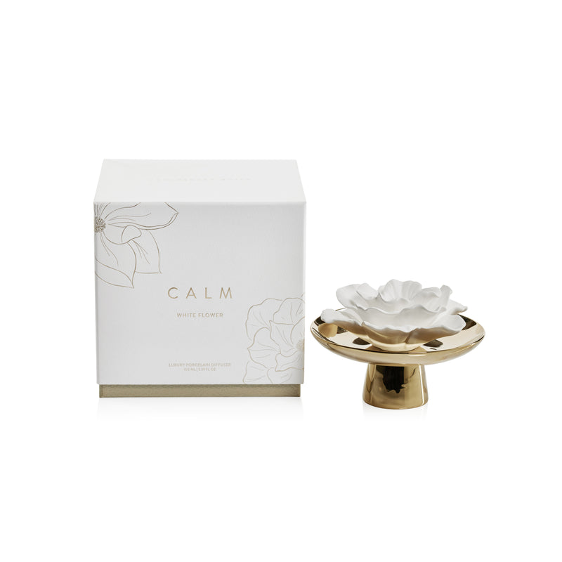 Zodax Calm Porcelain Diffuser, White Flower