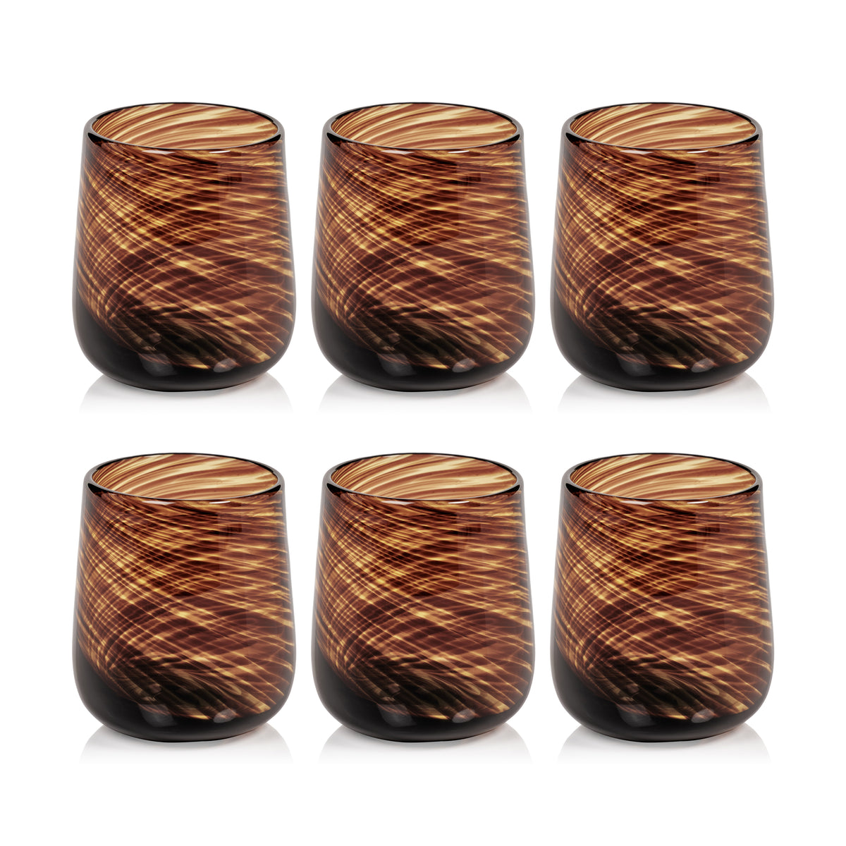 Zodax Tory Tortoise Stemless All Purpose Glasses, Set of 6