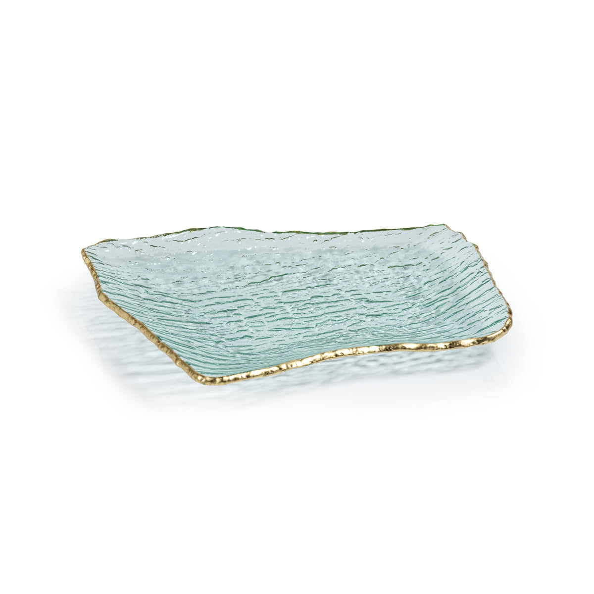 Zodax Cassiel Rectangular Organic Shape Plates with Jagged Gold Rim,  Small , Set of 4