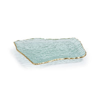Zodax Cassiel Rectangular Organic Shape Plates with Jagged Gold Rim,  Small , Set of 4