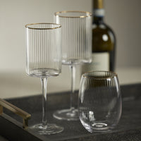 Zodax Ottica White Wine Glasses with Gold Rim, Set of 4