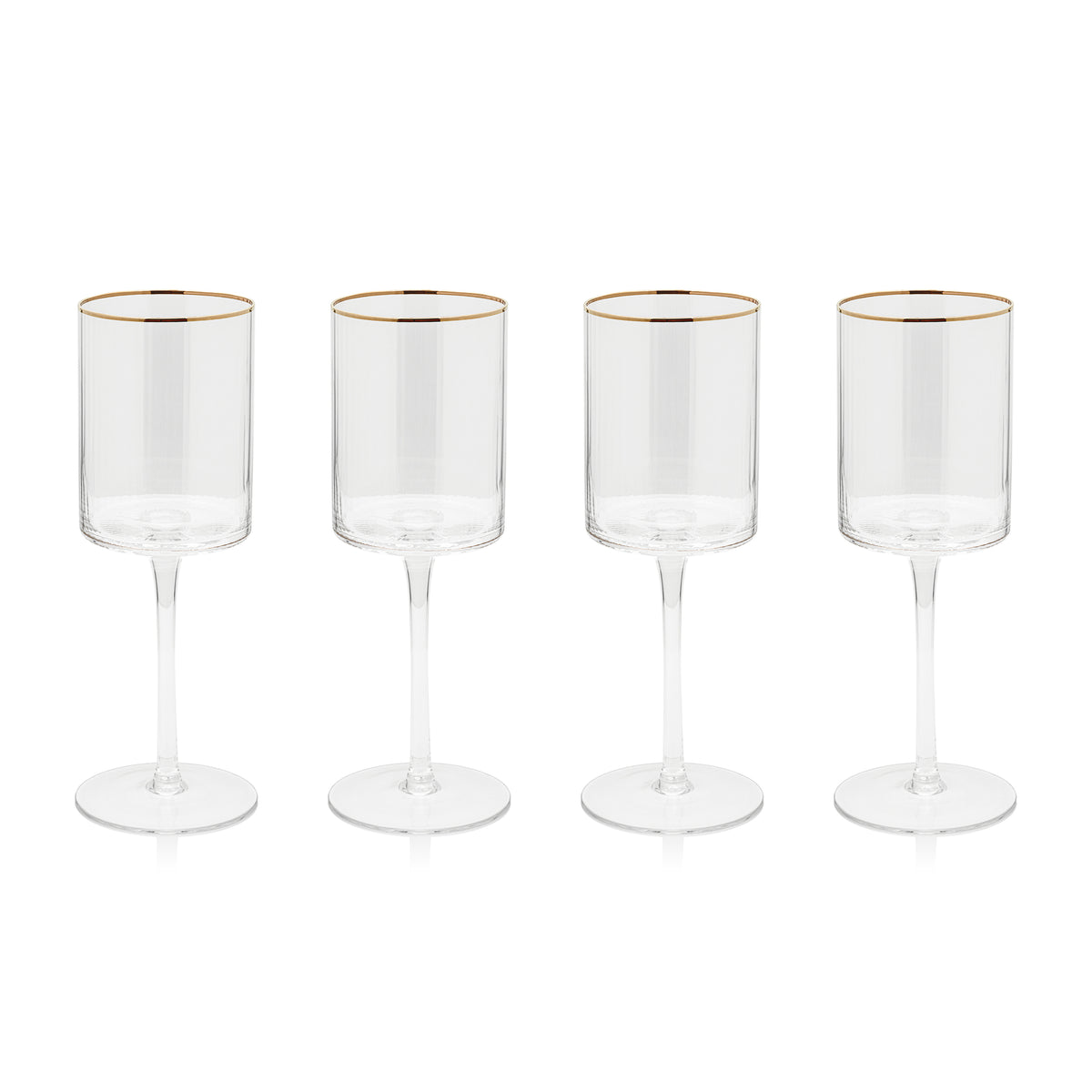 Zodax Ottica White Wine Glasses with Gold Rim, Set of 4