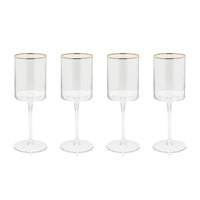 Zodax Ottica White Wine Glasses with Gold Rim, Set of 4