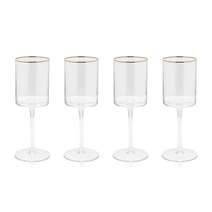 Zodax Ottica White Wine Glasses with Gold Rim, Set of 4