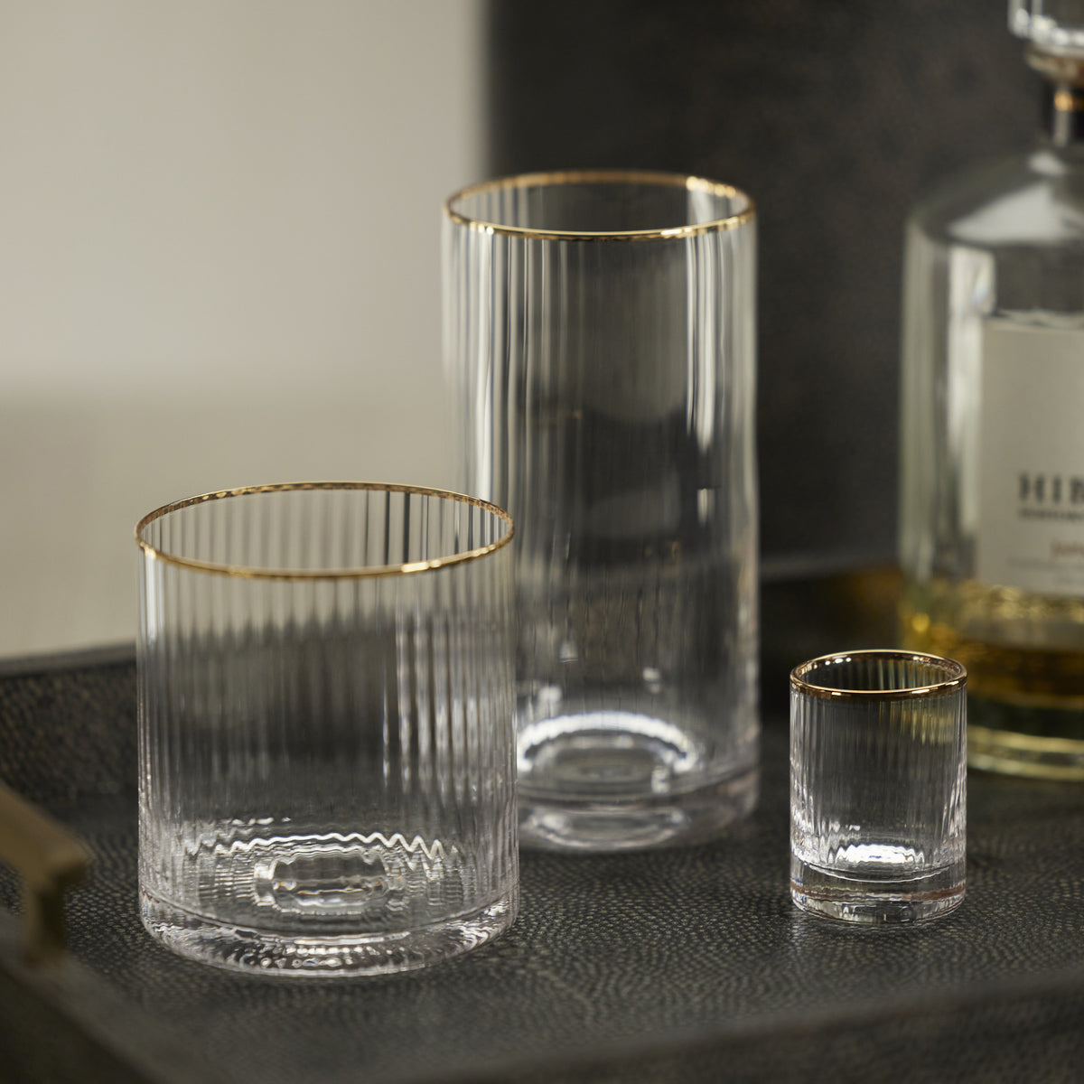 Zodax Optic Highball Glasses with Gold Rim, Set of 6