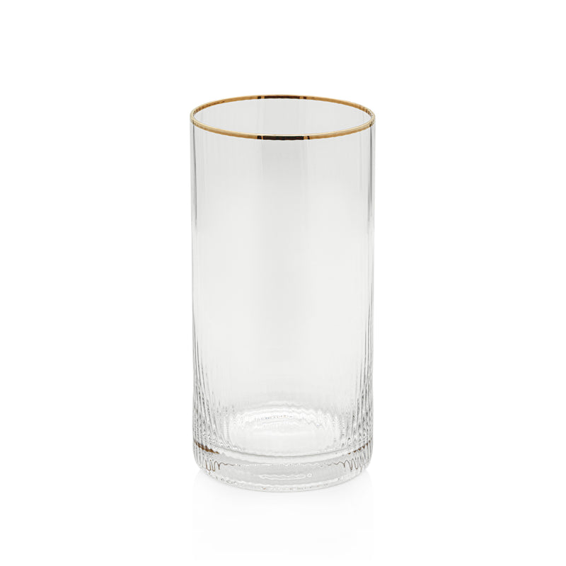 Zodax Optic Highball Glasses with Gold Rim, Set of 6