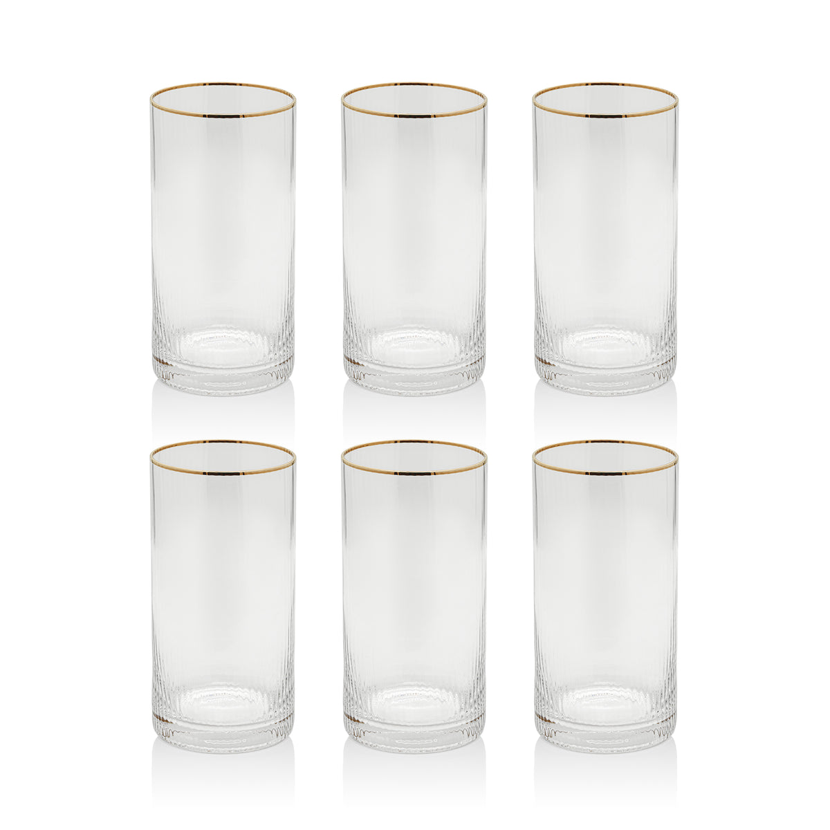 Zodax Optic Highball Glasses with Gold Rim, Set of 6