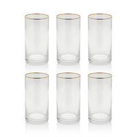 Zodax Optic Highball Glasses with Gold Rim, Set of 6
